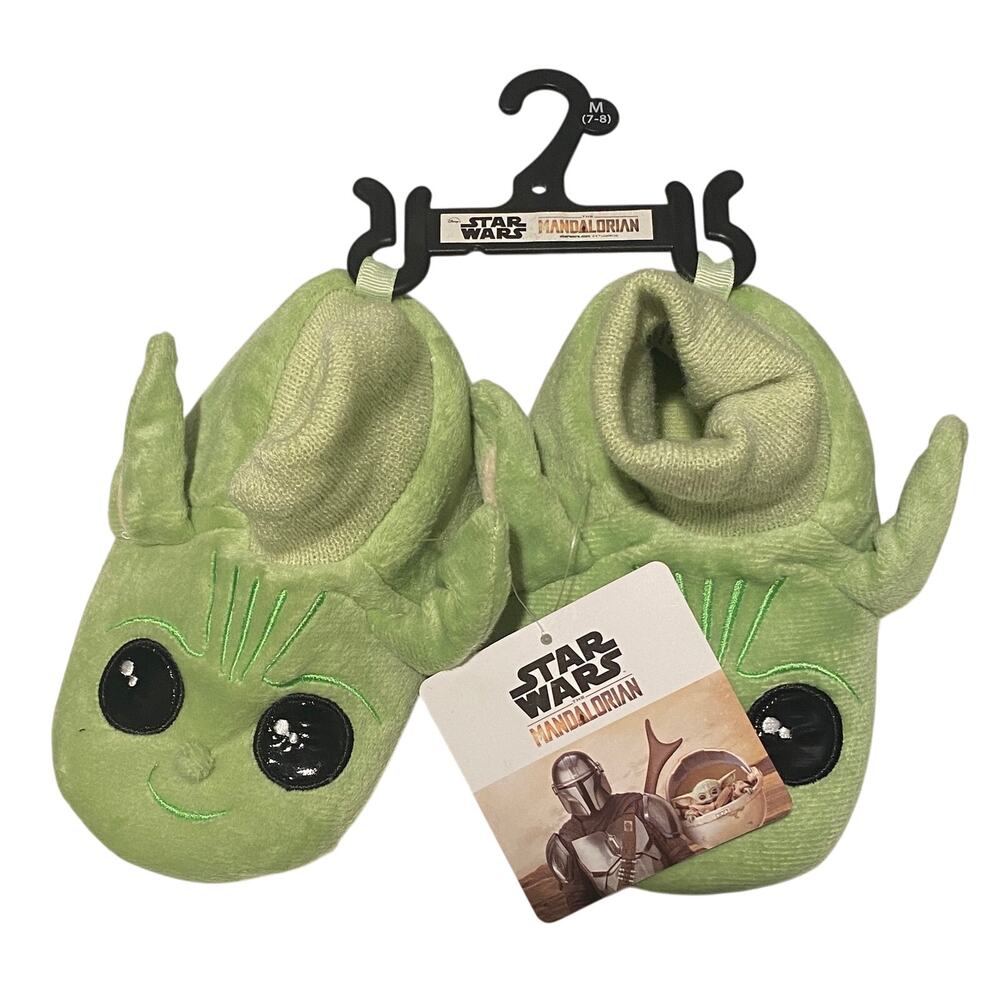 👣 Star Wars Kids Grogu Plush Slippers Child Size Soft Baby Yoda M 7-8 NEW